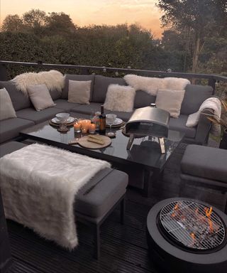 Chloe Lloyd outdoor seating space with furniture from Wayfair