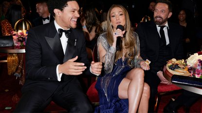 Trevor Noah, Jennifer Lopez and Ben Affleck at THE 65TH ANNUAL GRAMMY AWARDS, broadcasting live Sunday, February 5, 2023 (8:00-11:30 PM, LIVE ET/5:00-8:30 PM, LIVE PT) on the CBS Television Network, and available to stream live and on demand on Paramount+