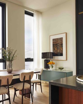 Kitchen and dining area of apartment