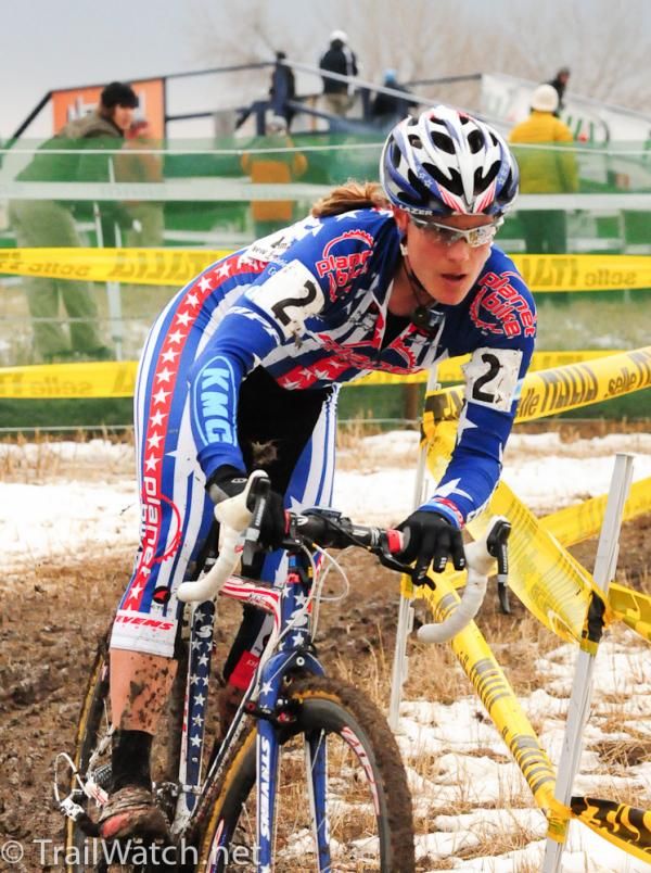 Compton takes on an off-camber downhill turn