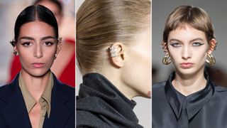 A composite of models showing jewellery trends 2023 - ear cuffs