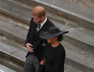 Prince Harry and Meghan Markle at the Queen's funeral