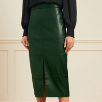 Love &amp; Roses Faux Leather Split Front Midi Skirt, £43 | Next