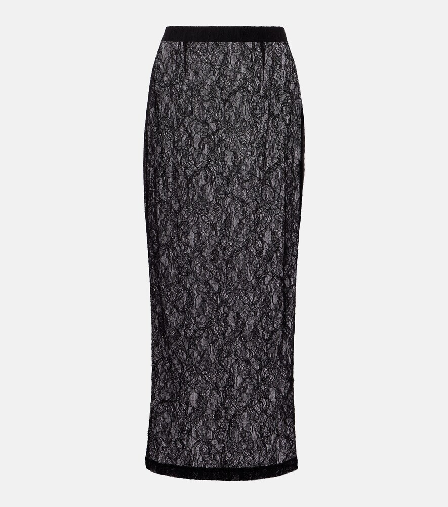 Sheer Lace Midi Skirt