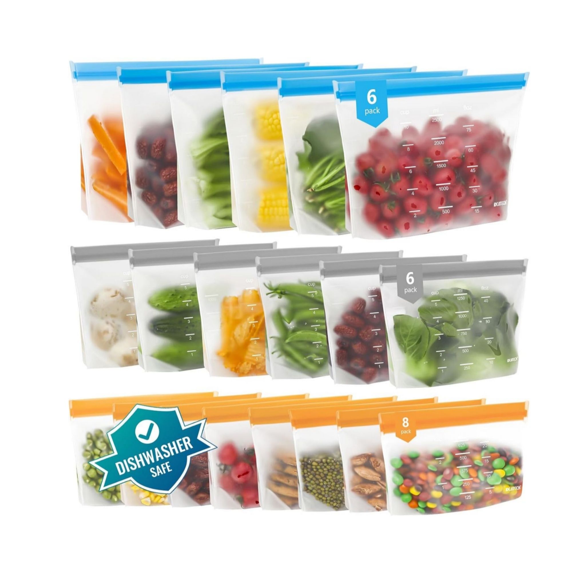 IDEATECH Reusable Freezer Bags, 20 Pack