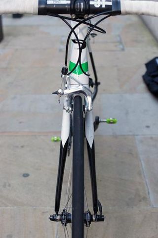 Front view of head tube and fork profile