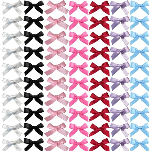 Salocy 70pcs Mini Hair Bows for Women Girls,pink Bows for Hair Red Hair Bows Ribbon Bowknots Hairclips Pink Ribbon Bows Black Satin Bow Hair Clips for Hair Design