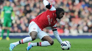 LONDON, ENGLAND - MARCH 30: Gervinho of Arsenal during the Barclays Premier League match between Arsenal and Reading at Emirates Stadium on March 30, 2013 in London, England. (Photo by Stuart MacFarlane/Arsenal FC via Getty Images)