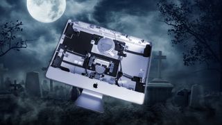 Dead iMac in a graveyard