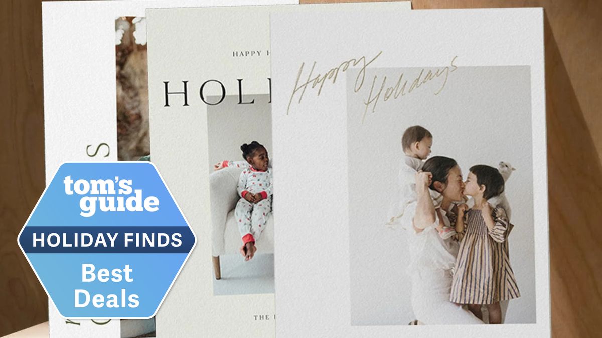 Three personalized Christmas cards shown side by side