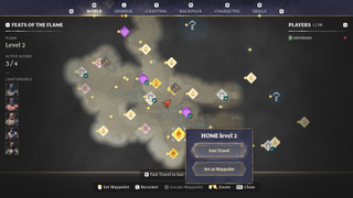 A player map in Enshrouded with fast travel points