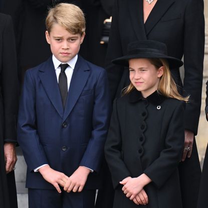 Prince George and Princess Charlotte at the Queen's funeral