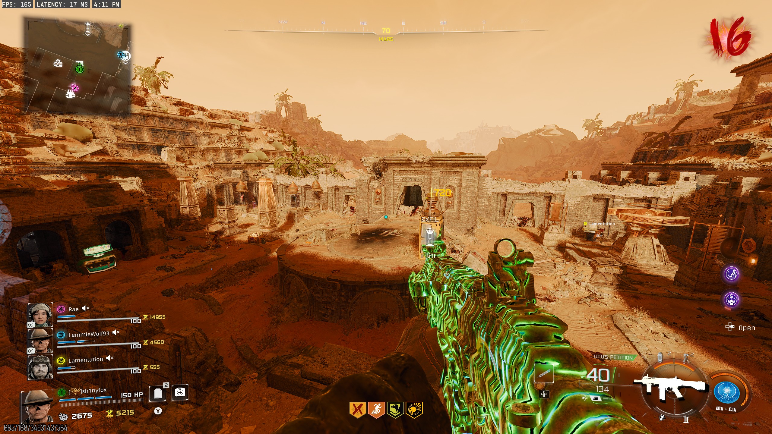 Playing the Mars Survival map on Call of Duty: Black Ops 7 Zombies.