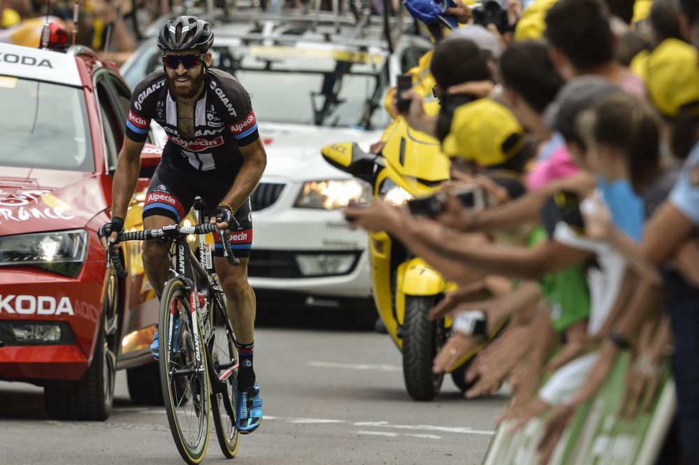 Simon Geschke approaches the finish of stage 17.