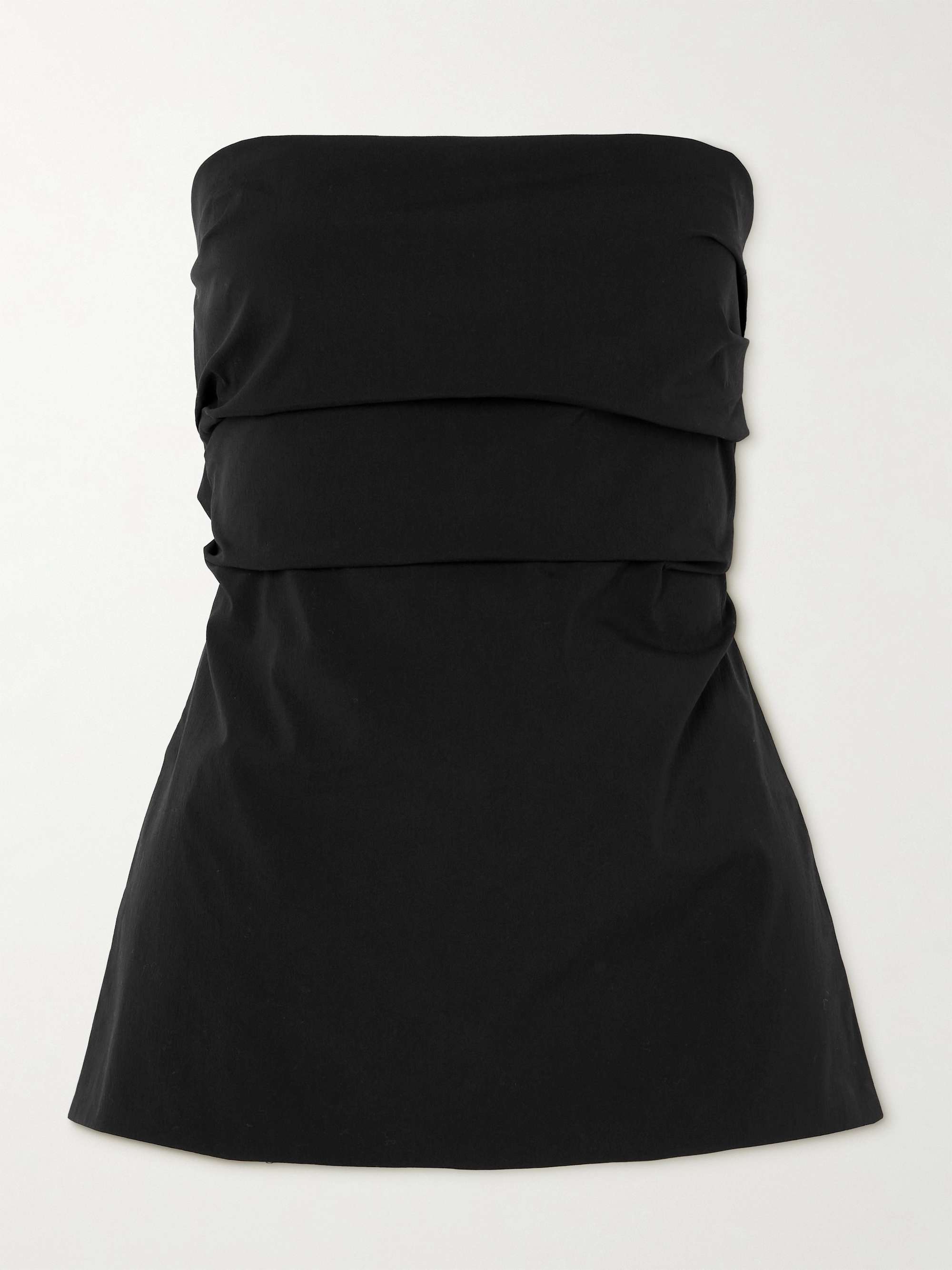 Strapless Tie-Back Ruched Cotton-Blend Top