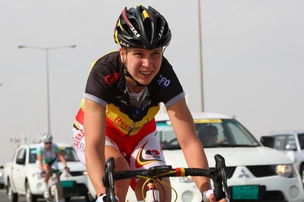 Ludivine Henrion (Redsun Cycling Team) in the Belgian champion jersey.