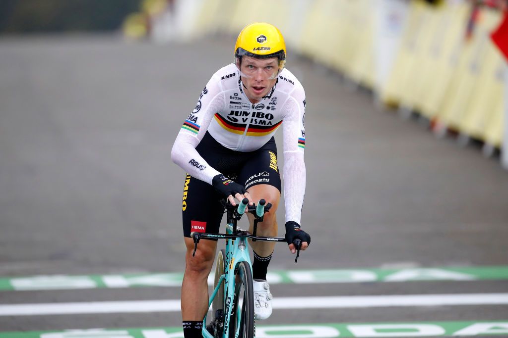 LA PLANCHE FRANCE SEPTEMBER 19 Arrival Tony Martin of Germany and Team Jumbo Visma during the 107th Tour de France 2020 Stage 20 a 362km Individual Time Trial stage from Lure to La Planche Des Belles Filles 1035m ITT TDF2020 LeTour on September 19 2020 in La Planche France Photo by Sebastien Nogier PoolGetty Images