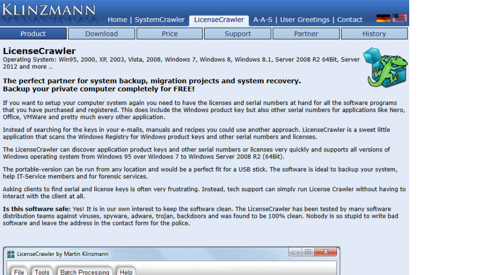 LicenseCrawler website screenshot (April 2025)