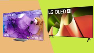 Sansui OLED TV next to LG B4 OLED TV