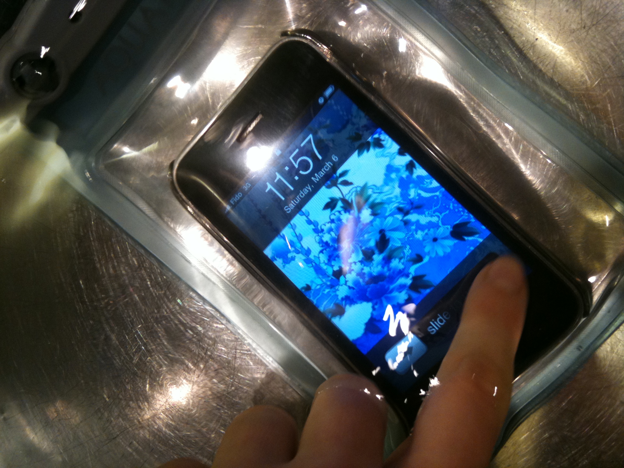Aquapac inside water on touch