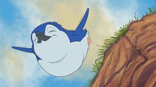 Aaron Blaise animates using Procreate Dreams; a penguin jumps off a cliff