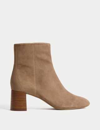 Suede Block Heel Ankle Boots