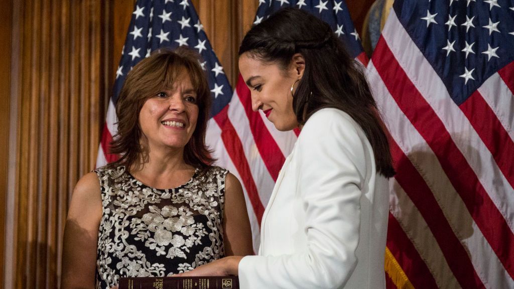 Newly Elected House Speaker Nancy Pelosi Holds Ceremonial Swearing-In With New Members Of Congress