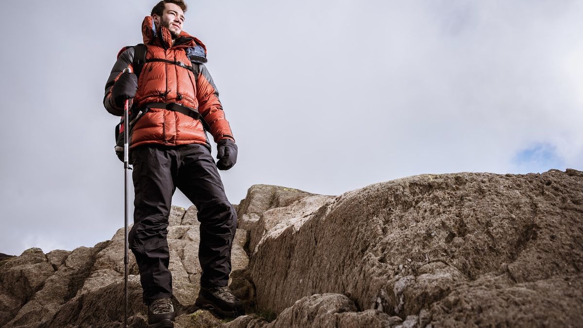 hiker with trekking poles