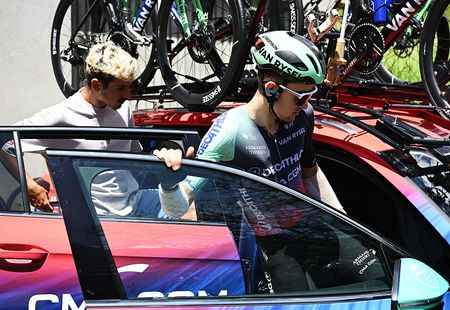 BRISON, FRANCE - JUNE 14: Paul Seixas of France and Team Decathlon CMA CGM abandon the race during the 78th Tour Auvergne-Rhone-Alpes 2026, Stage 8 a 120.1km stage from Beaufort to Plateau de Solaison - Brison 1497m / #UCIWT / on June 14, 2026 in Brison, France. (Photo by Dario Belingheri/Getty Images)