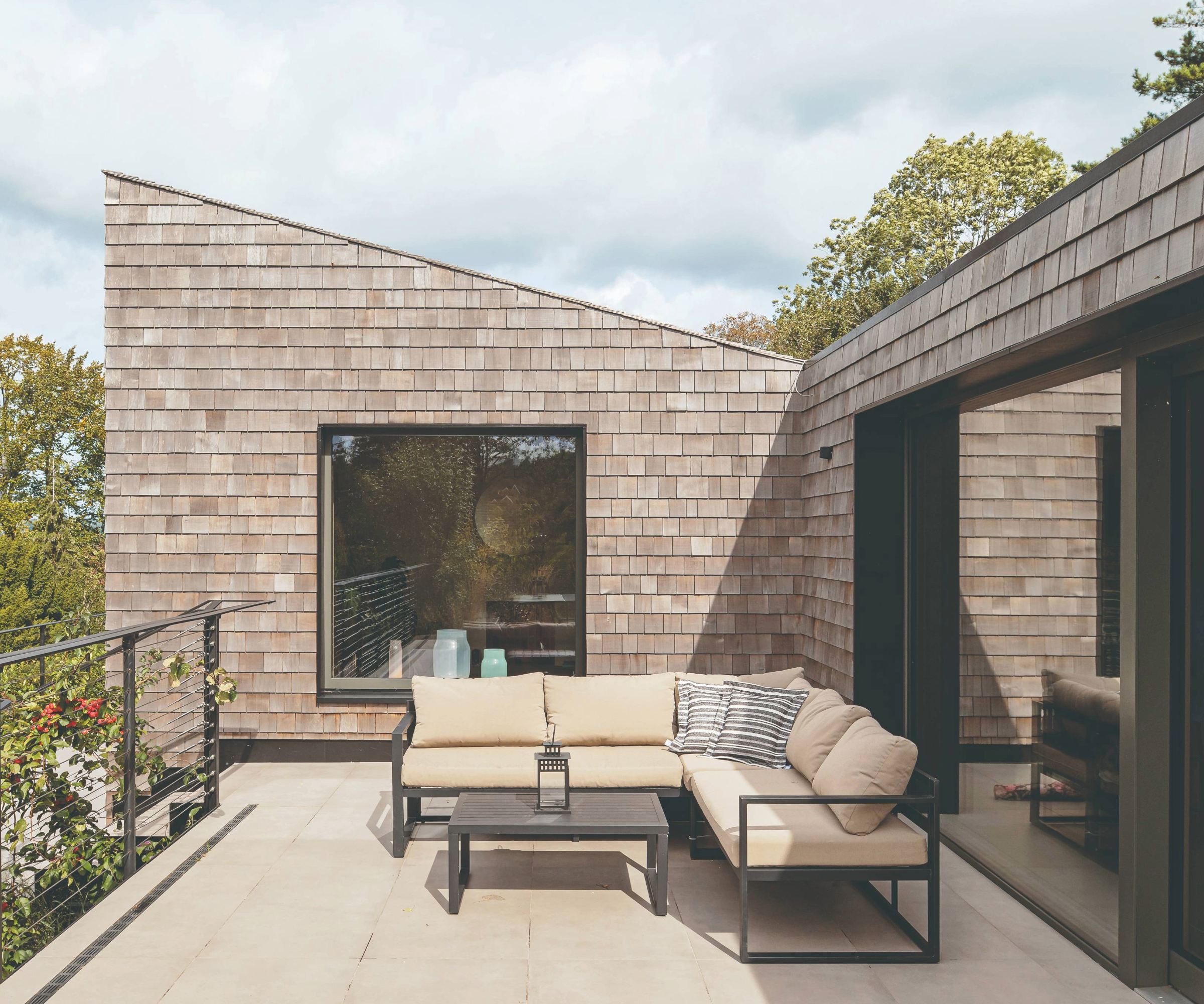 Balcony on the bungalow with an L shaped outdoor sofa
