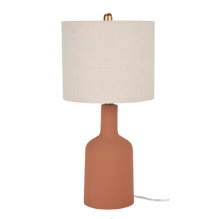 Terracotta table lamp with white shade