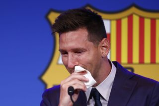 Messi bade an emotional farewell to Barcelona on Sunday (Joan Monfort/AP)