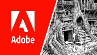 Adobe logo and image from AI 3D tool patent