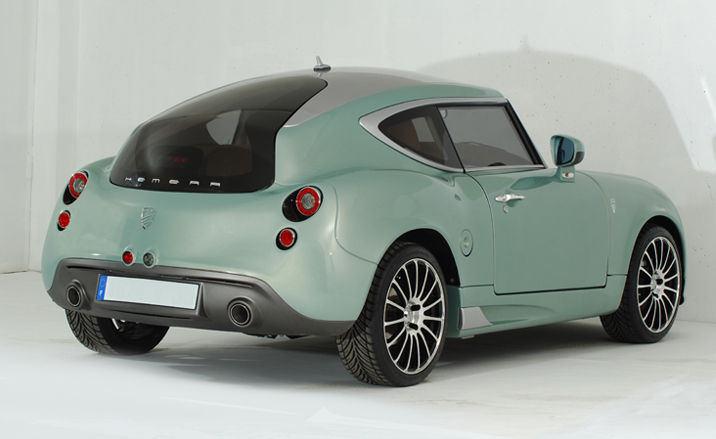 Rear and side view of car