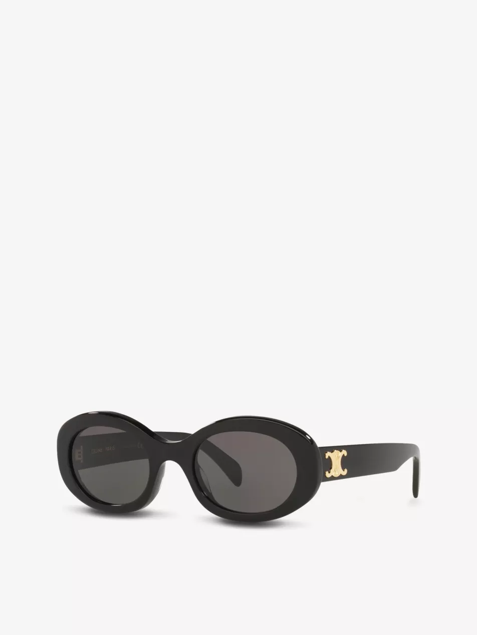 Cl40194u Oval-Frame Acetate Sunglasses