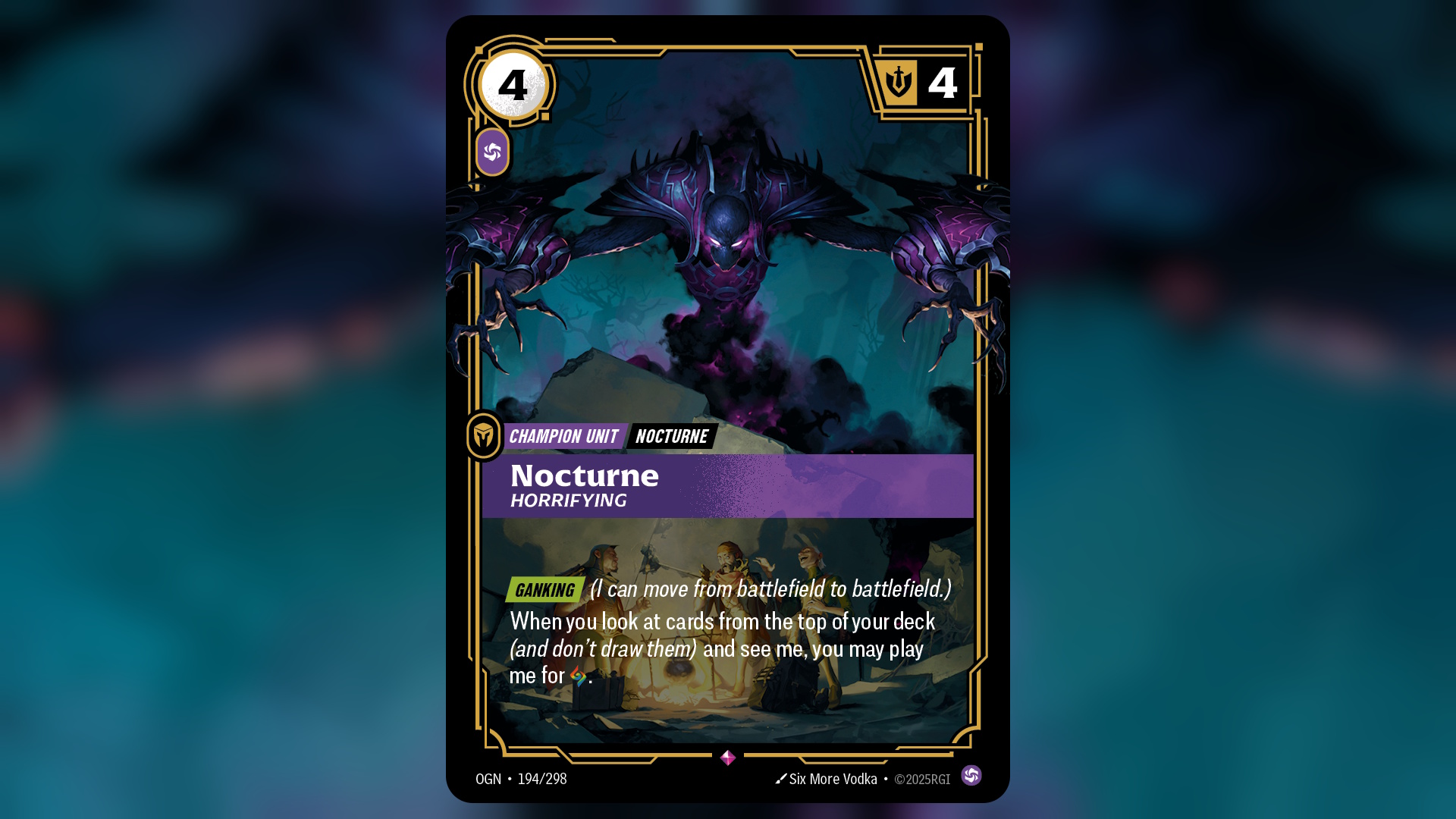 Nocturne Riftbound card on background