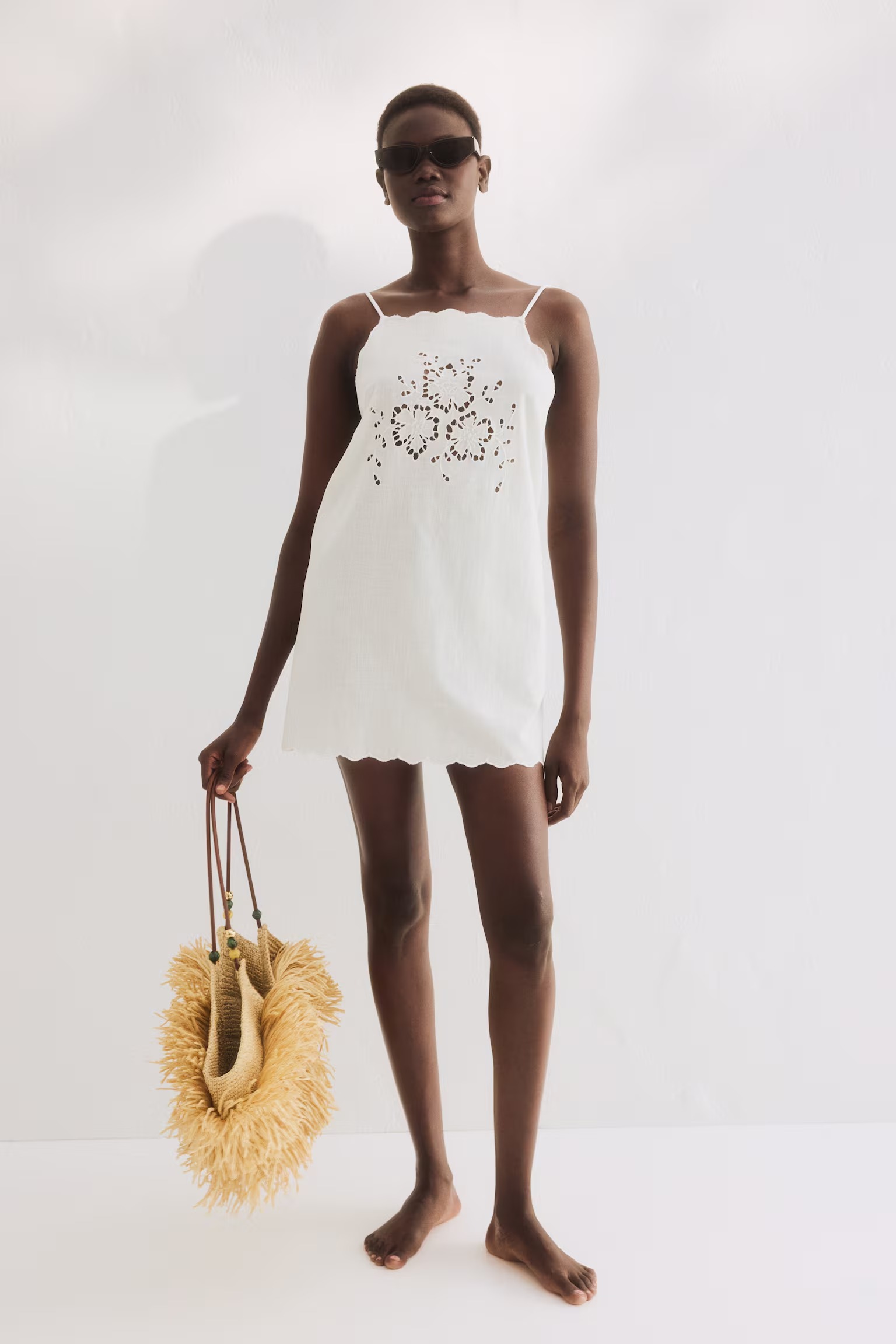 H&amp;M, Broderie Anglaise Cotton Beach Dress