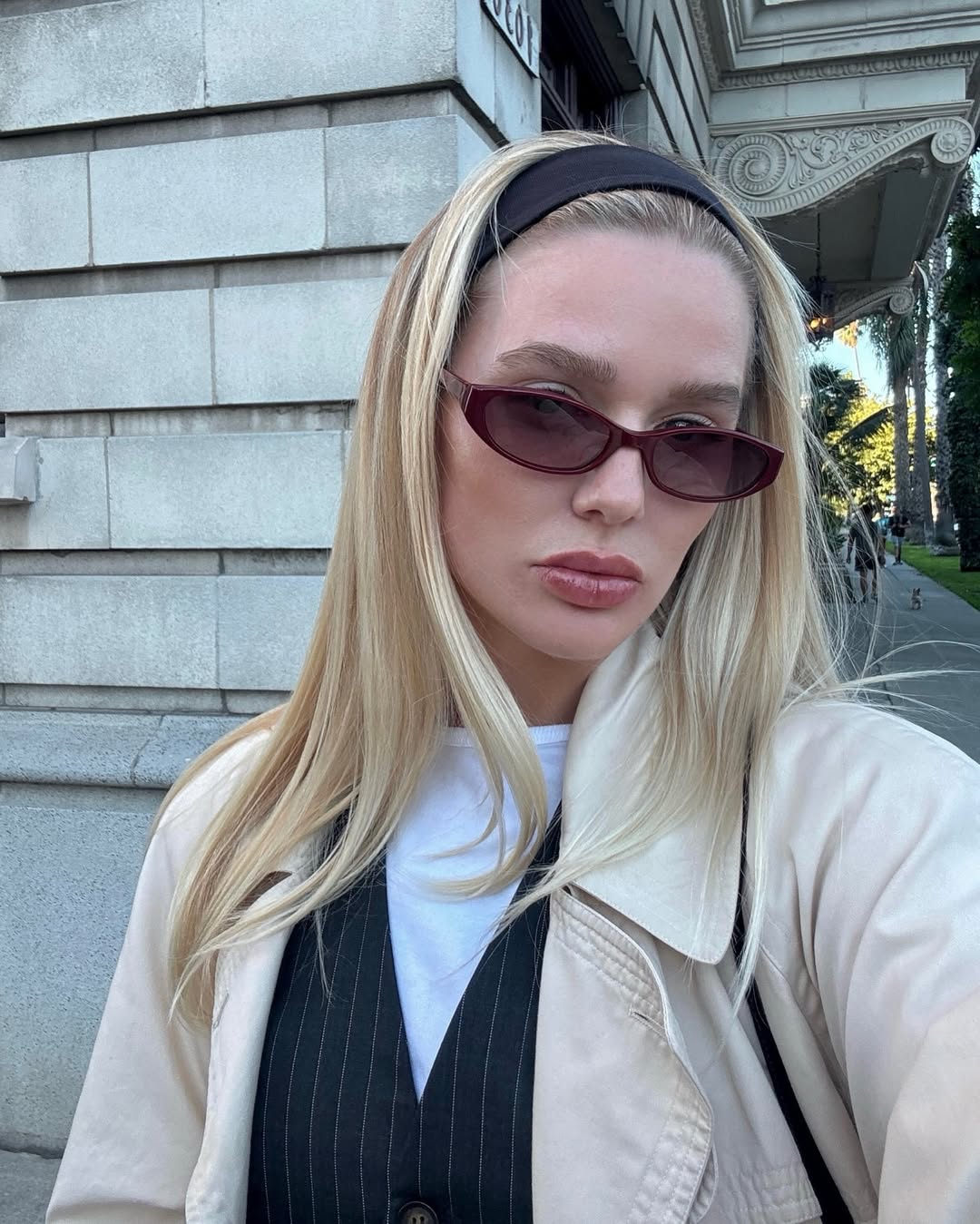 Megan Adelaide wears her shiny blonde strands with a sporty headband
