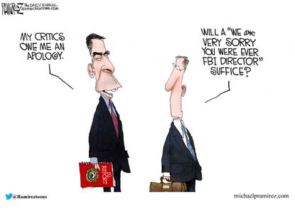 Political Cartoon U.S. James Comey Critics Apology FBI Director