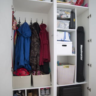 wardrobe with basket and white colour