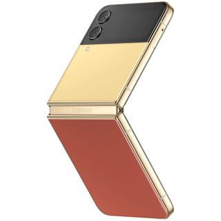 Samsung Galaxy Z Flip 4 in Yellow, Red, and Gold