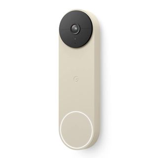 A Google Nest doorbell on a white background