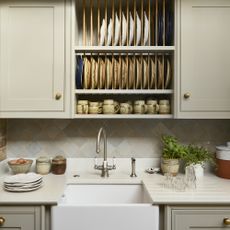 Plate rack in kitchen
