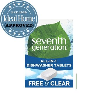 Seventh Generation Free & Clear Dishwasher Tablets All in 1 with Ideal Home Approved stamp