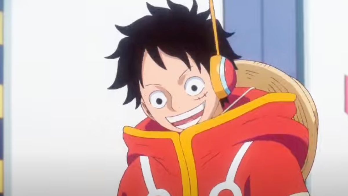 Luffy excited about his new clothes in One Piece