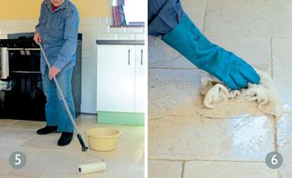 Restoring travertine floor tiles steps 5 and 6