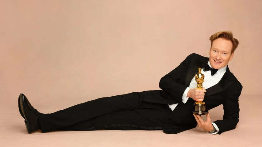 Host Conan O&#039;Brien poses with an Academy Award in a promotional image for The Oscars 2025