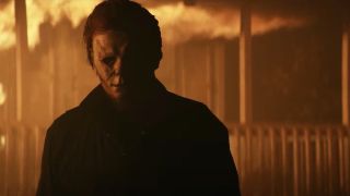 Michael Myers next to fire in Halloween kills