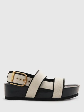 Reiss Samantha Flatform Sandals, Natural/black