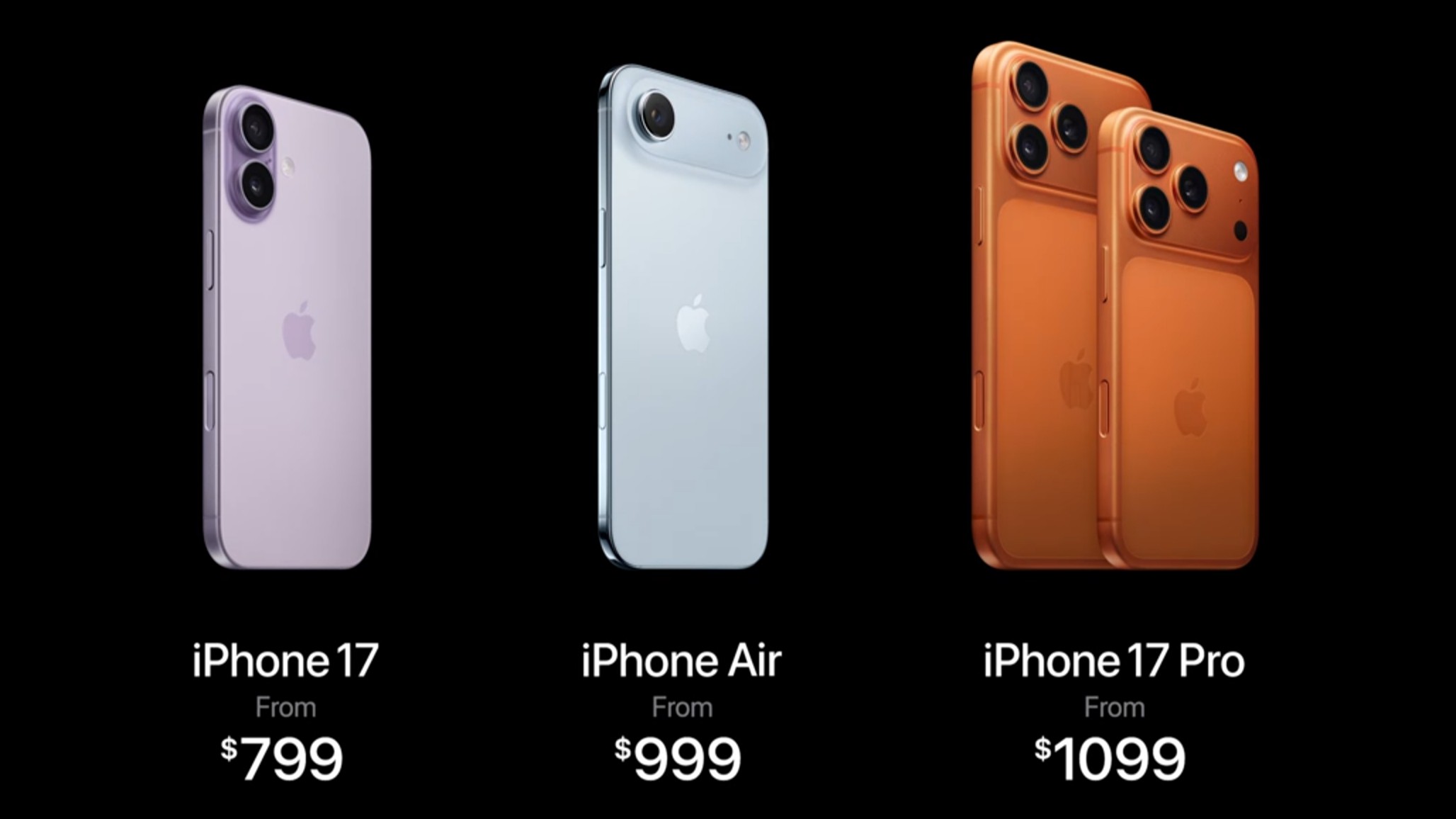 Prices for Apple's iPhone 17 series